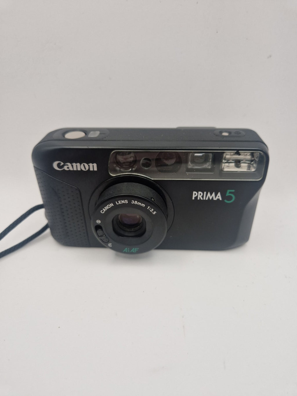 Canon Prima 5 med objektiv utfelt og klart til bruk.