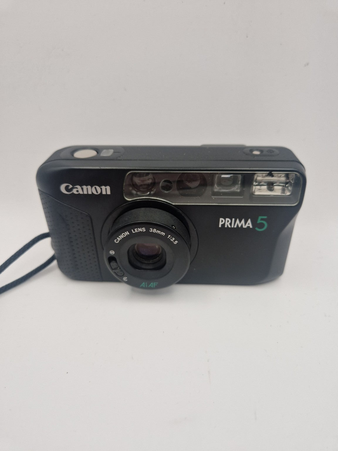 Canon Prima 5 med objektiv utfelt og klart til bruk.