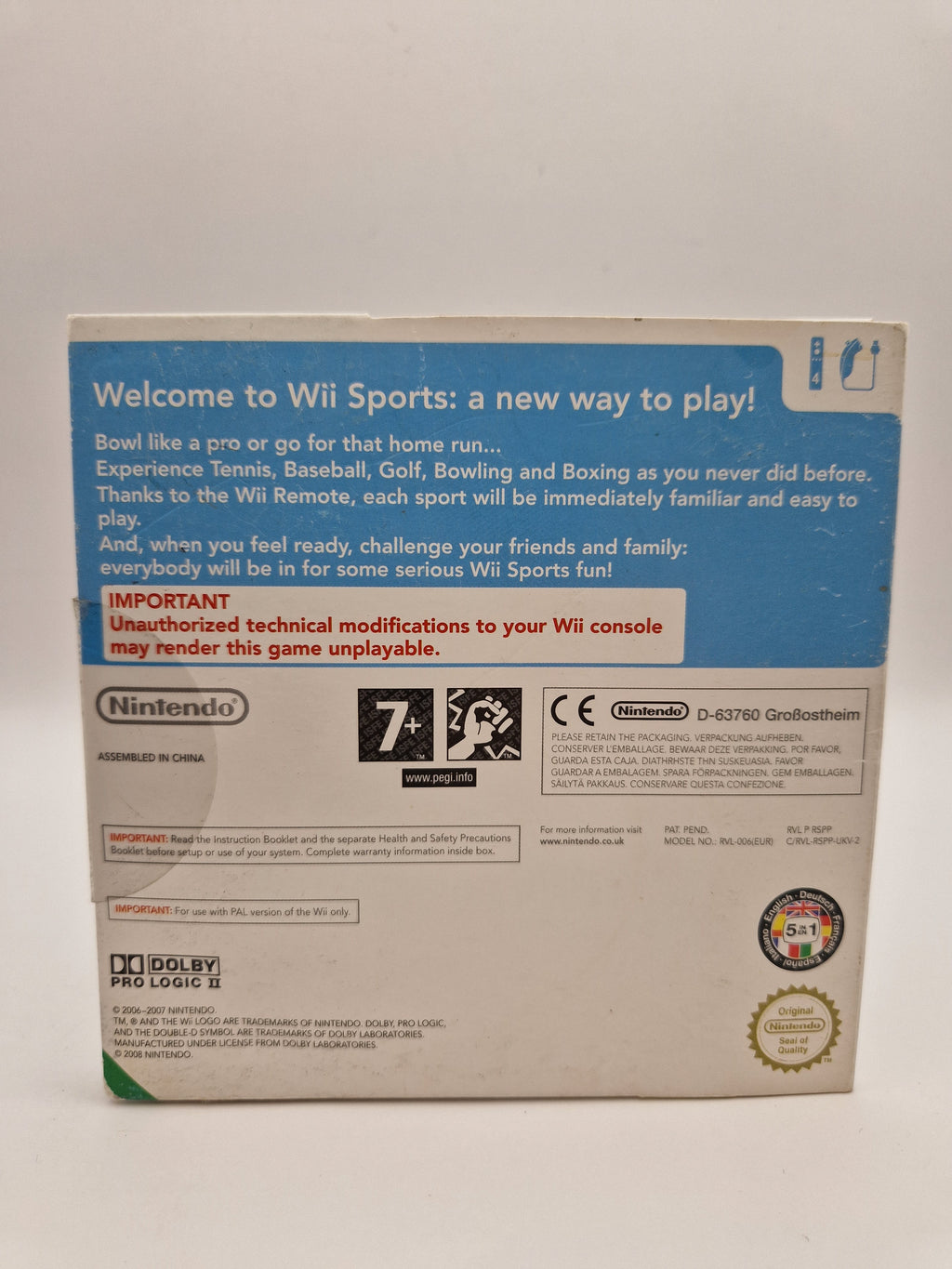 Wii Sports – bakside med spillmoduser og info