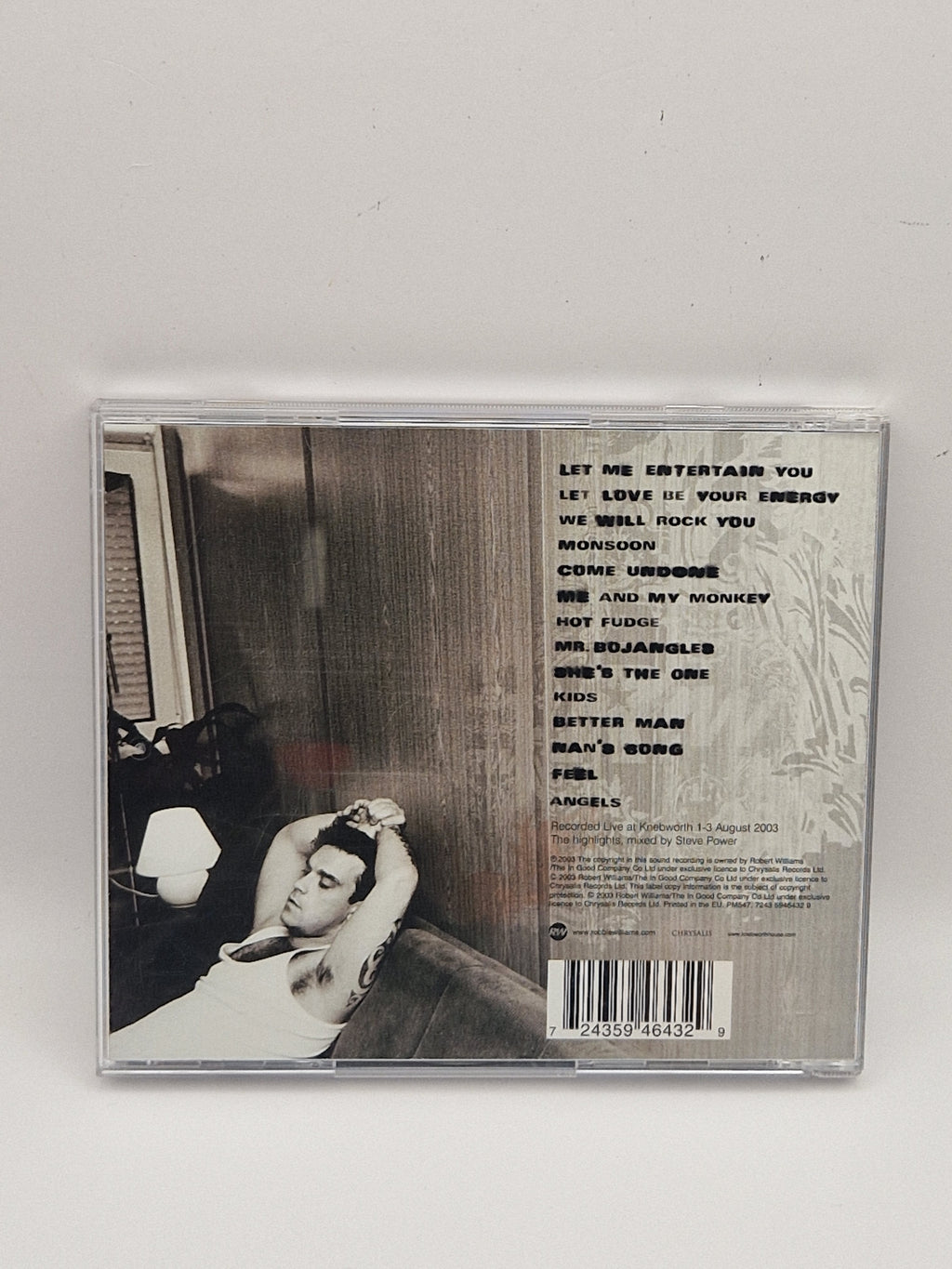 Robbie Williams – Live Summer 2003, bakside med låter