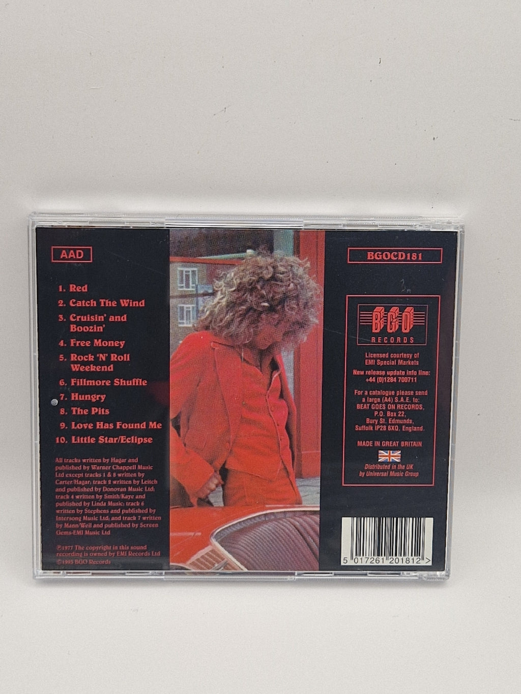 Sammy Hagar – Red CD bakside med låter