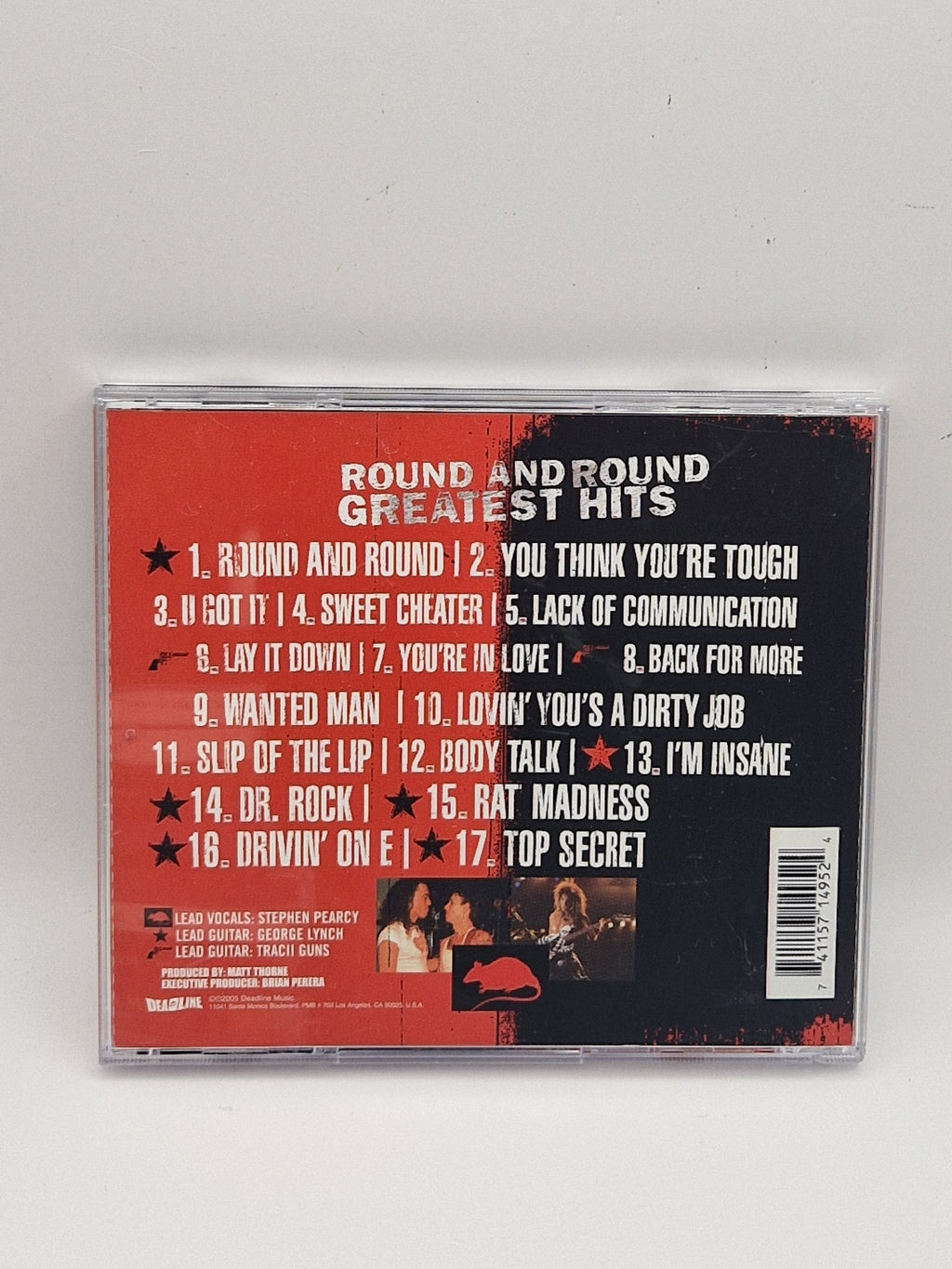 Rat Attack (2) – Round And Round Greatest Hits, bakside med låter