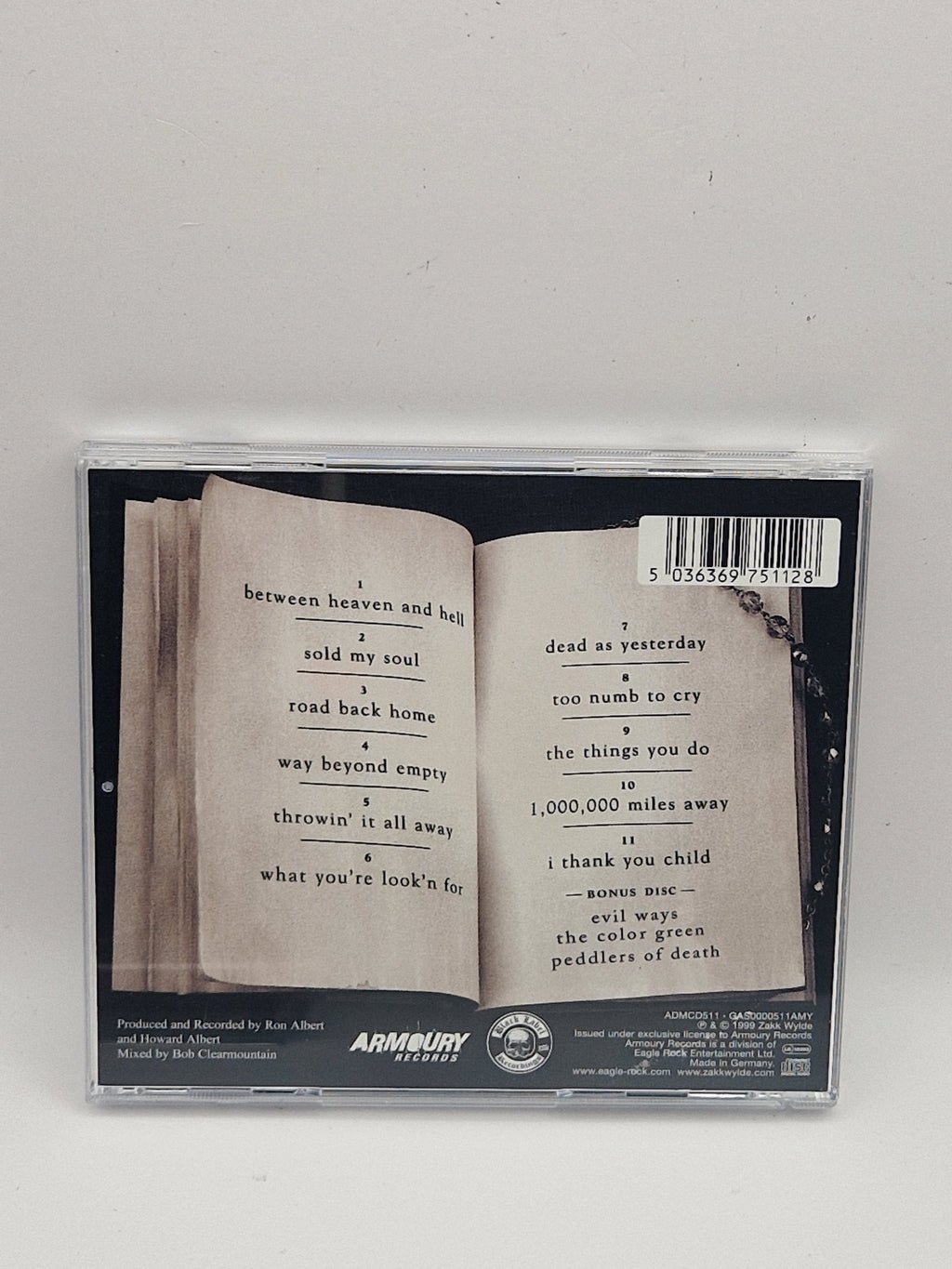 Zakk Wylde – Book Of Shadows bakside med låter