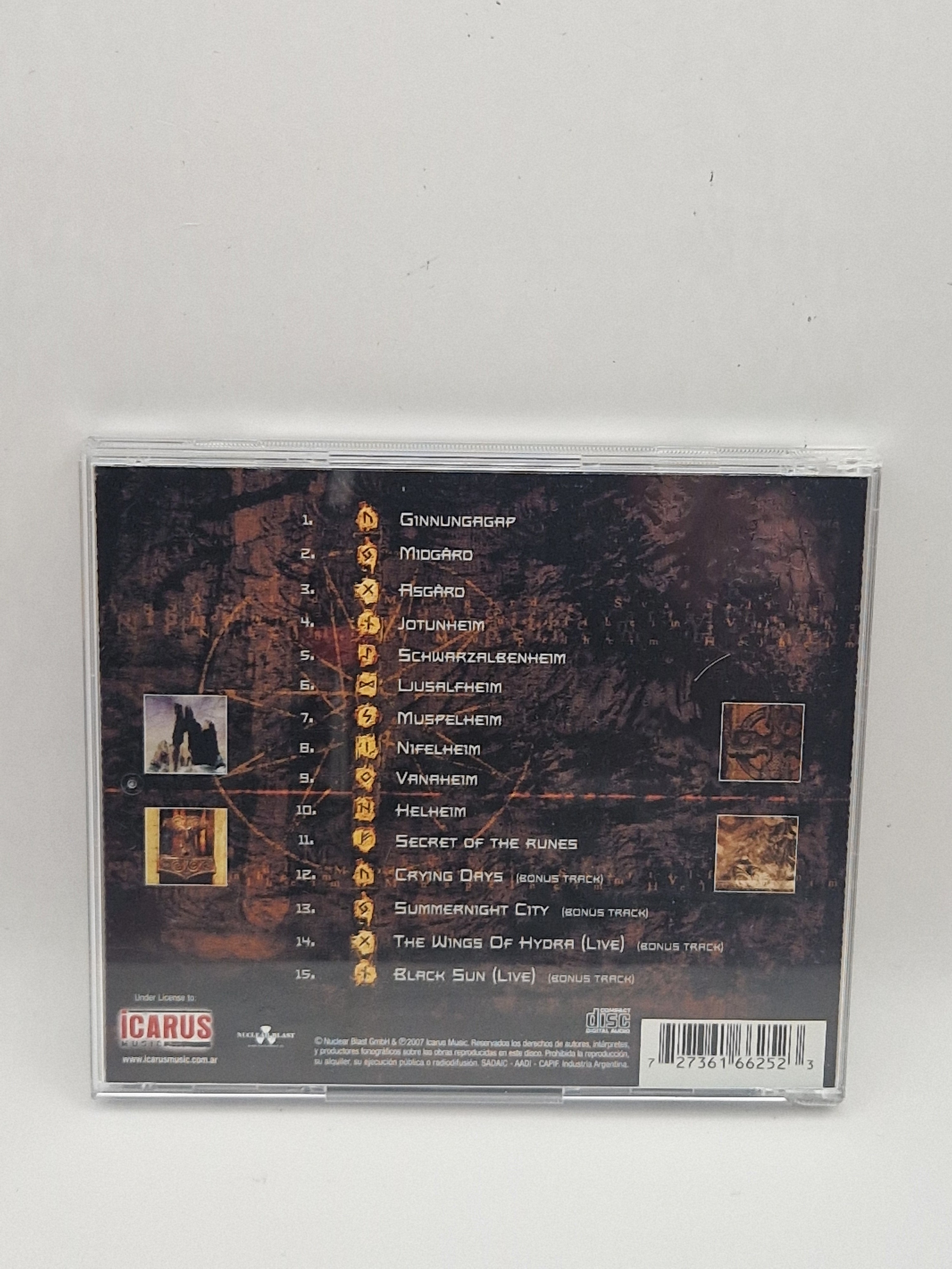 Therion – Secret Of The Runes bakside med låter