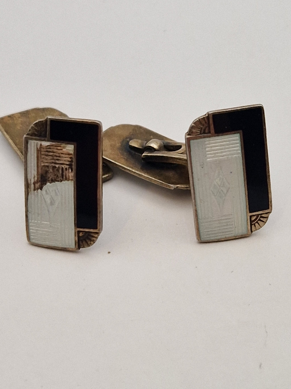 Mansjettknapper i 925 sølv med emalje – vintage design