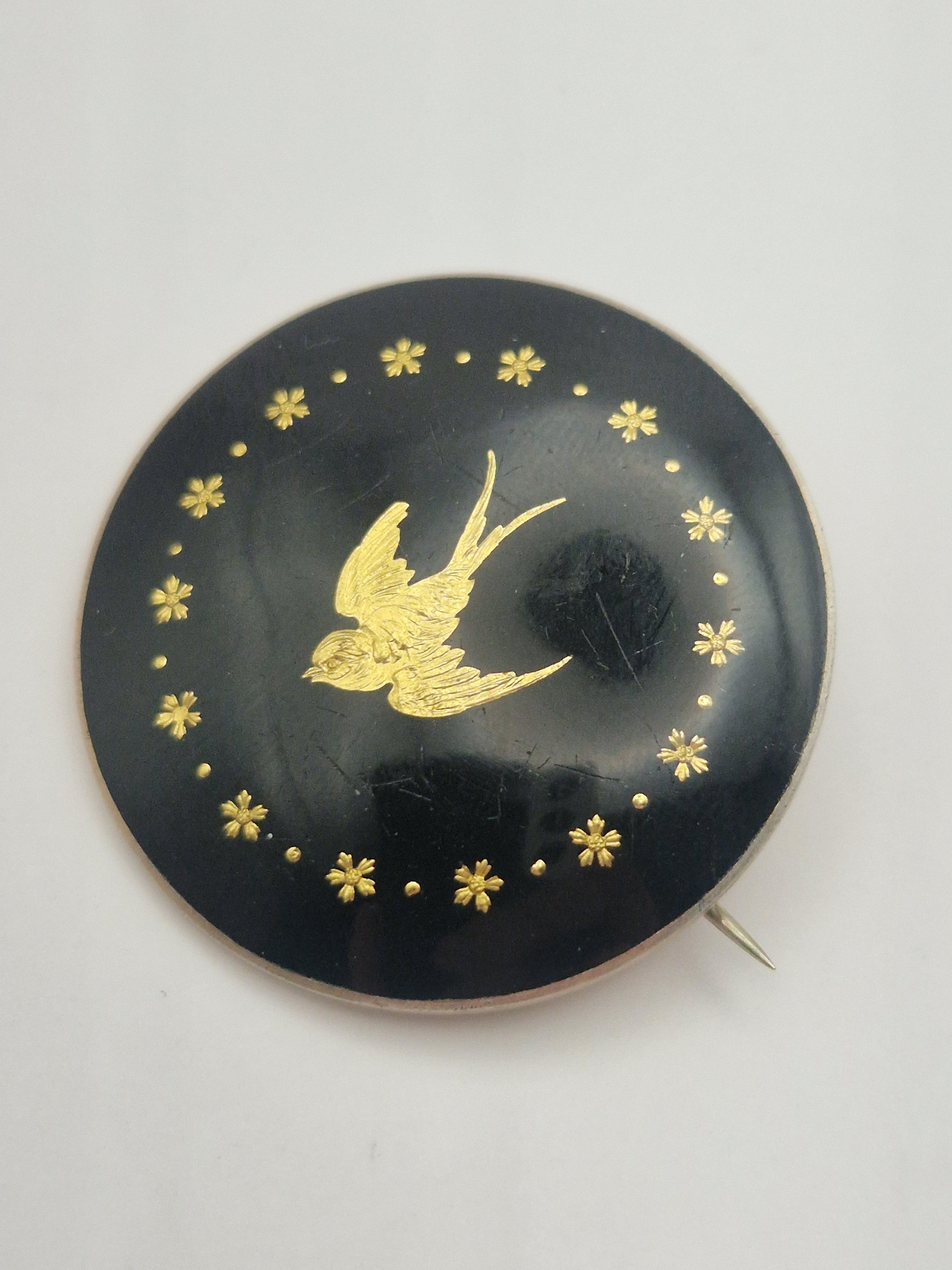 Sølvbrosje 925 med innlagt gull – front