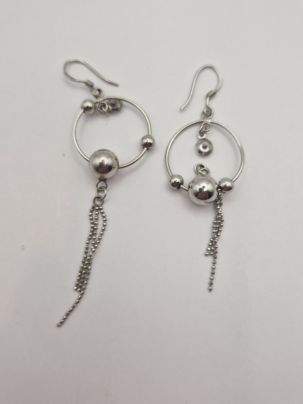 Sølvøredobber 925 med ringer og kjeder – par