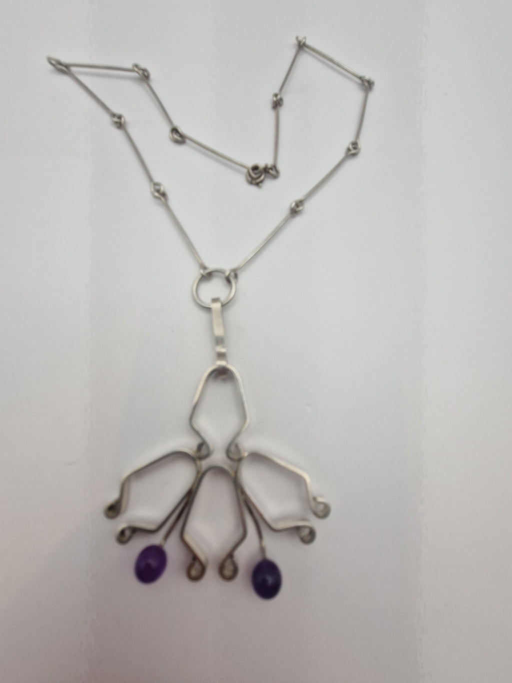 Bjørn Birkelund sølvkjede med skulpturelt anheng