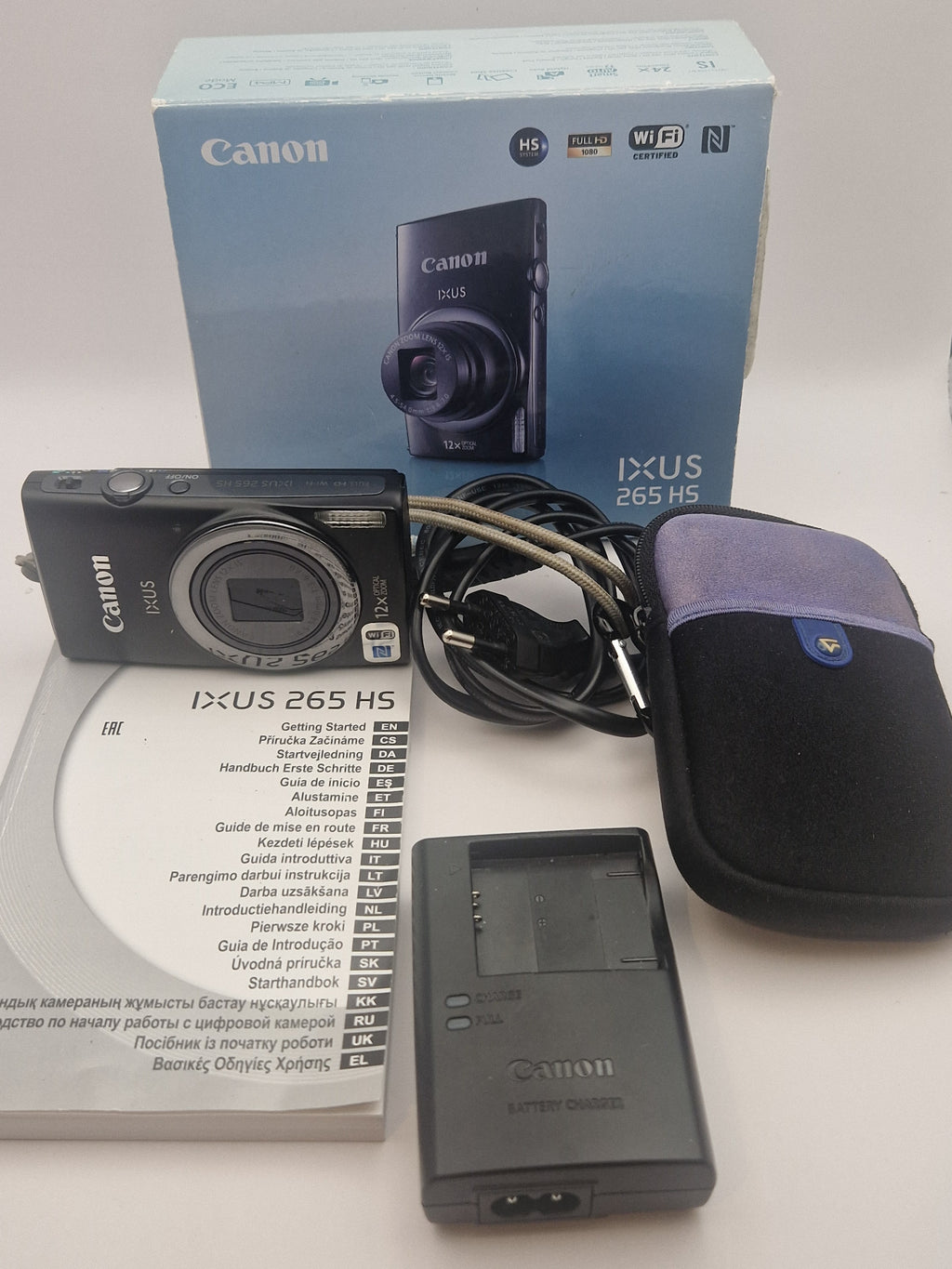 Canon IXUS 265 HS – oversikt med tilbehør