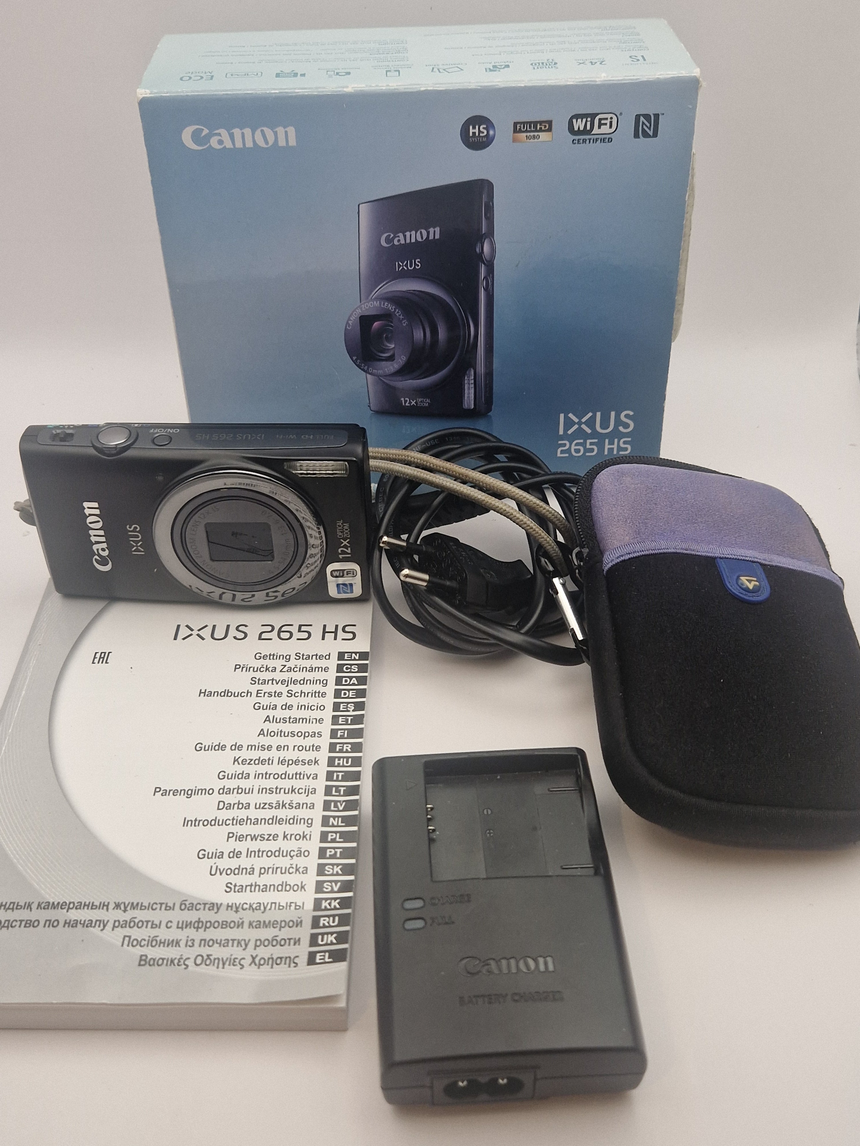 Canon IXUS 265 HS – oversikt med tilbehør