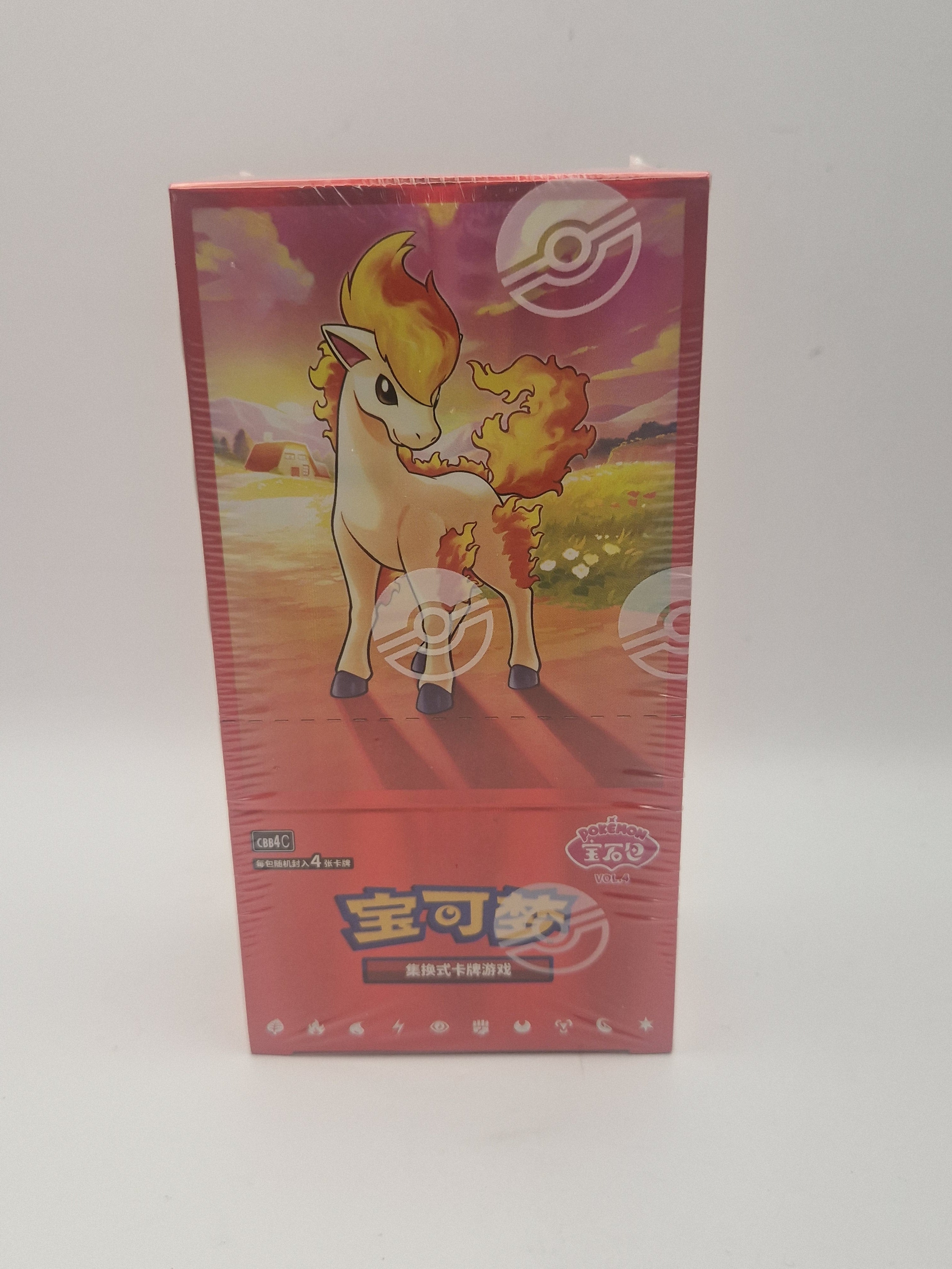 Forside av Pokémon Scarlet & Violet Vol.4 booster box med Ponyta
