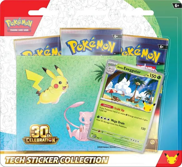 Pokémon TCG 30th Celebration Tech Sticker Collection med Alolan Exeggutor.
