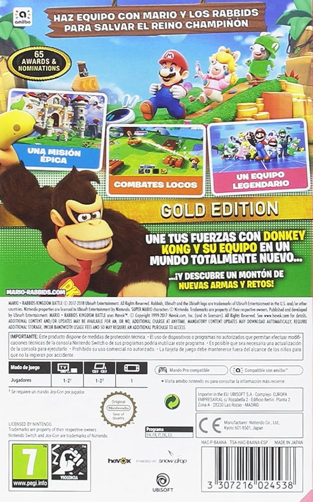 Mario + Rabbids Kingdom Battle Gold Edition Nintendo Switch PAL back cover