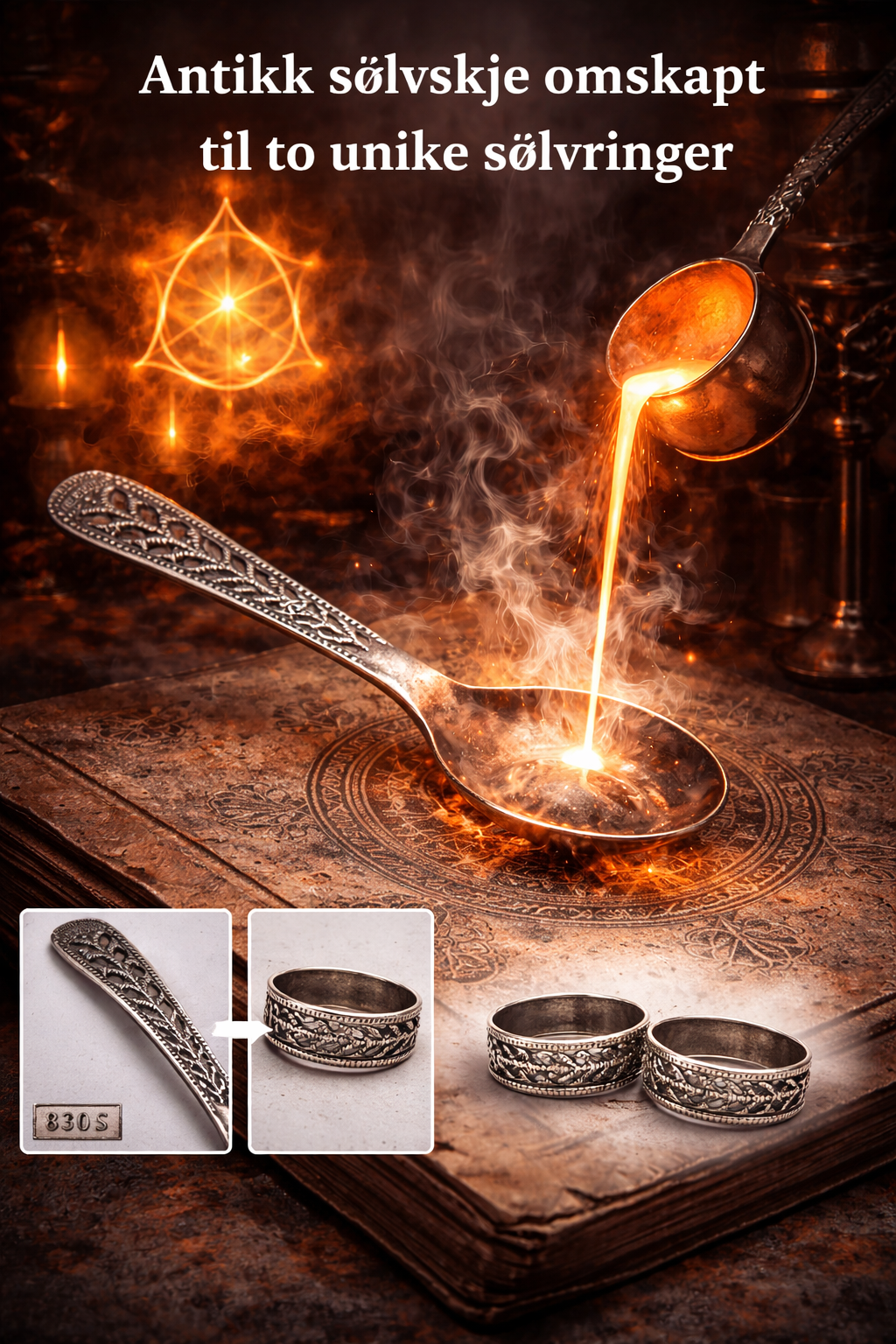 Eksempel på alkymistisk transformasjon – ferdige ringer (illustrasjon)