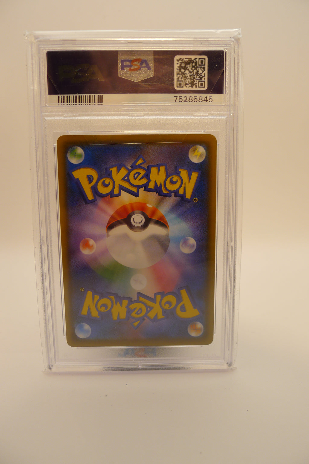 Bakside av PSA 9 Eevee Munch promo med PSA QR-kode og sertifiseringsnummer.