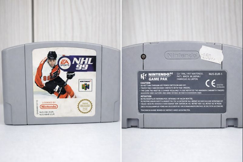 Forside/bakside av NHL 99 Nintendo 64 kassett (PAL)