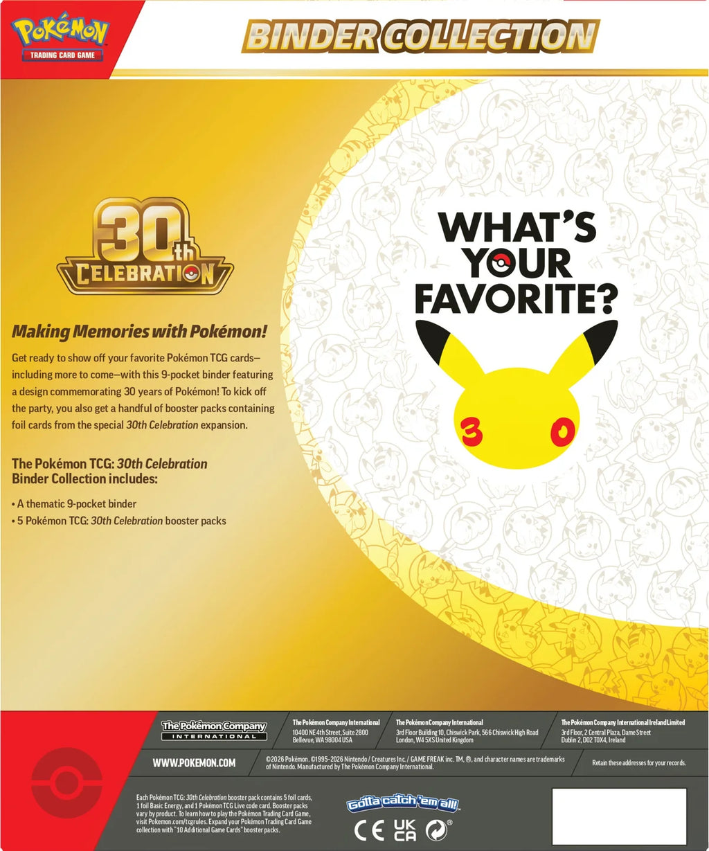Pokémon 30th Celebration Binder Collection med 5 boosterpakker
