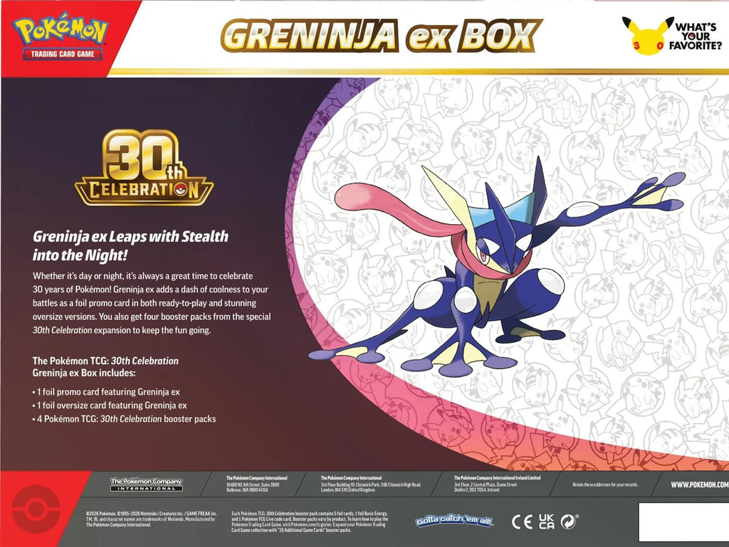 Pokémon 30th Celebration Greninja ex Box bakside