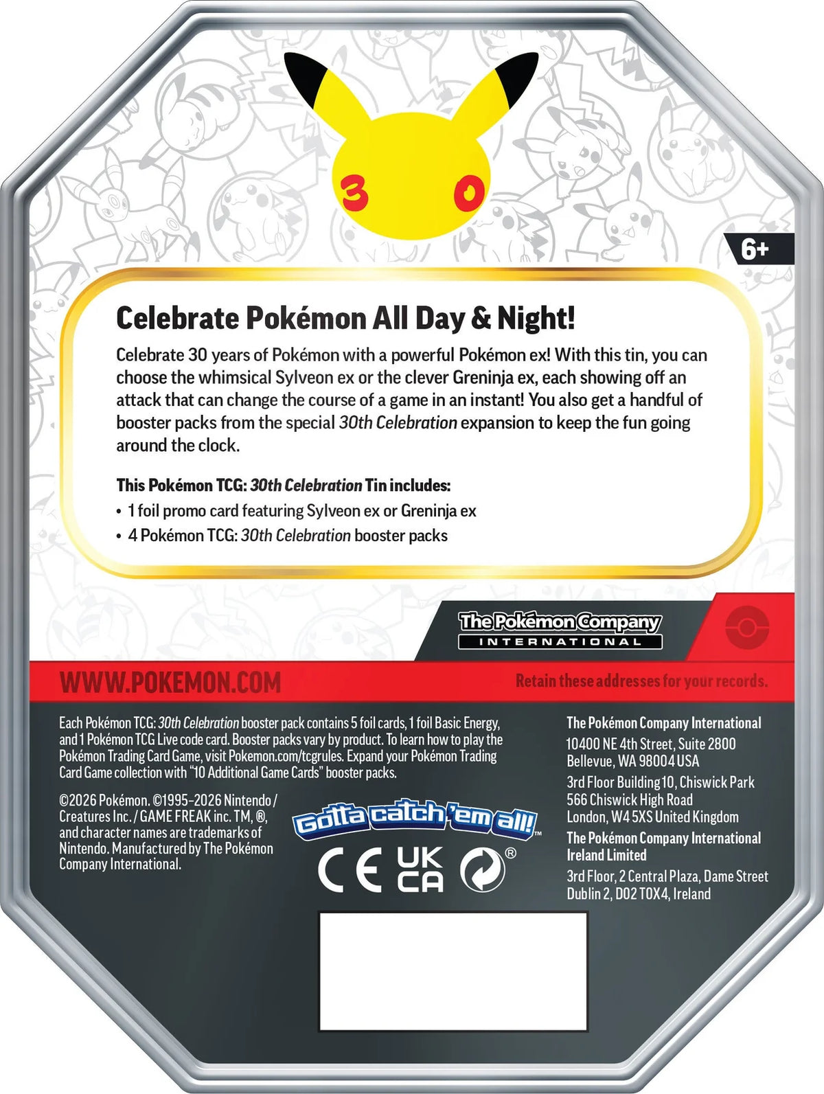 Pokémon 30th Celebration Tin bakside