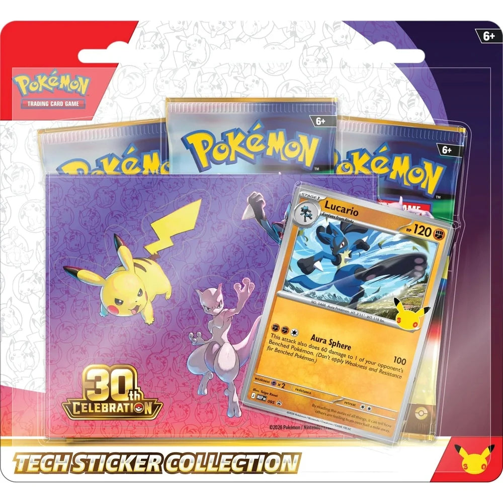 Pokémon TCG 30th Celebration Tech Sticker Collection med Lucario.